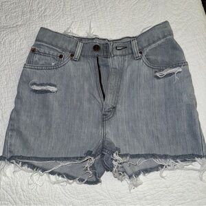 Distressed Gray Denim Shorts